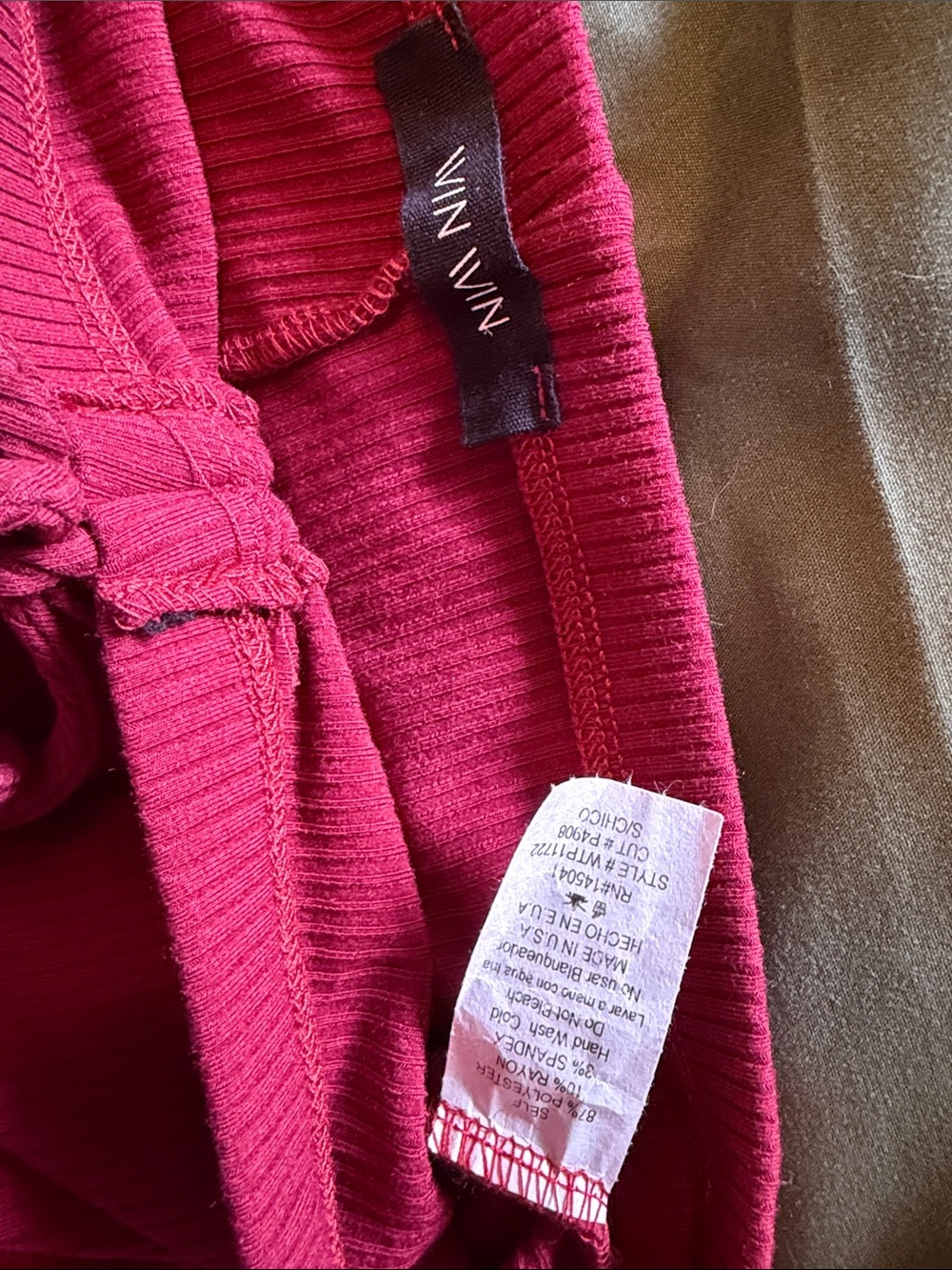 WinWin Red Ribbed Drawstring Flared Leggings - Picture 3 of 3